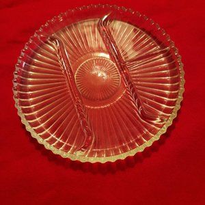 Vintage Clear Crystal 4-part Divided Relish/Condiment Tray by Indiana Glass Co.
